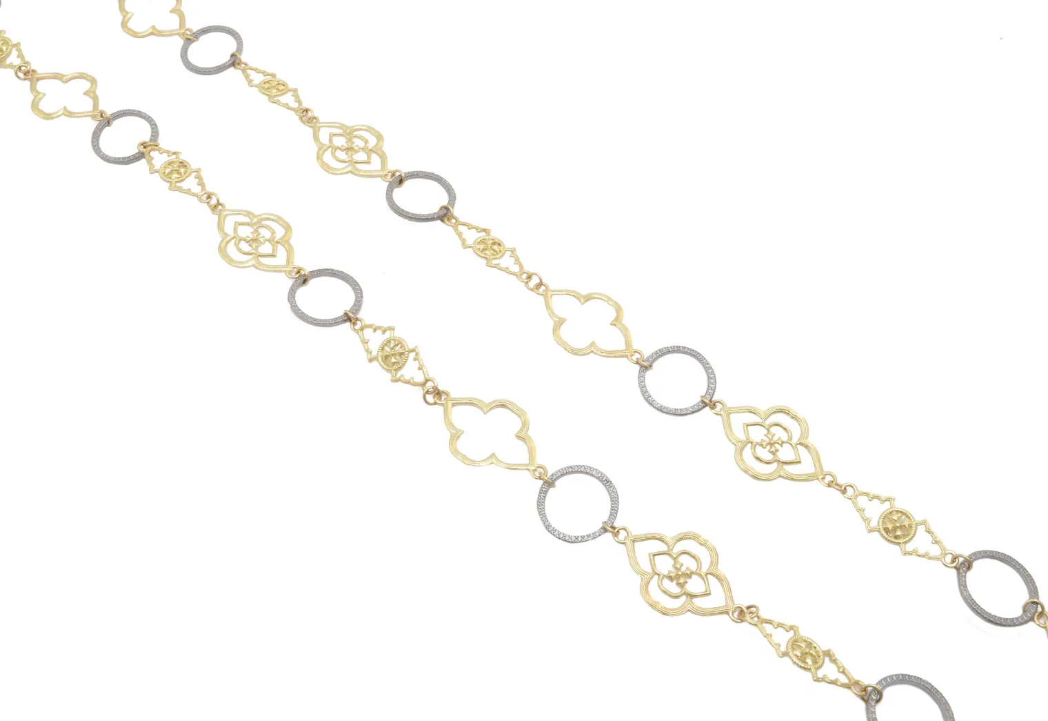Alternating Scroll Ring Link Necklace