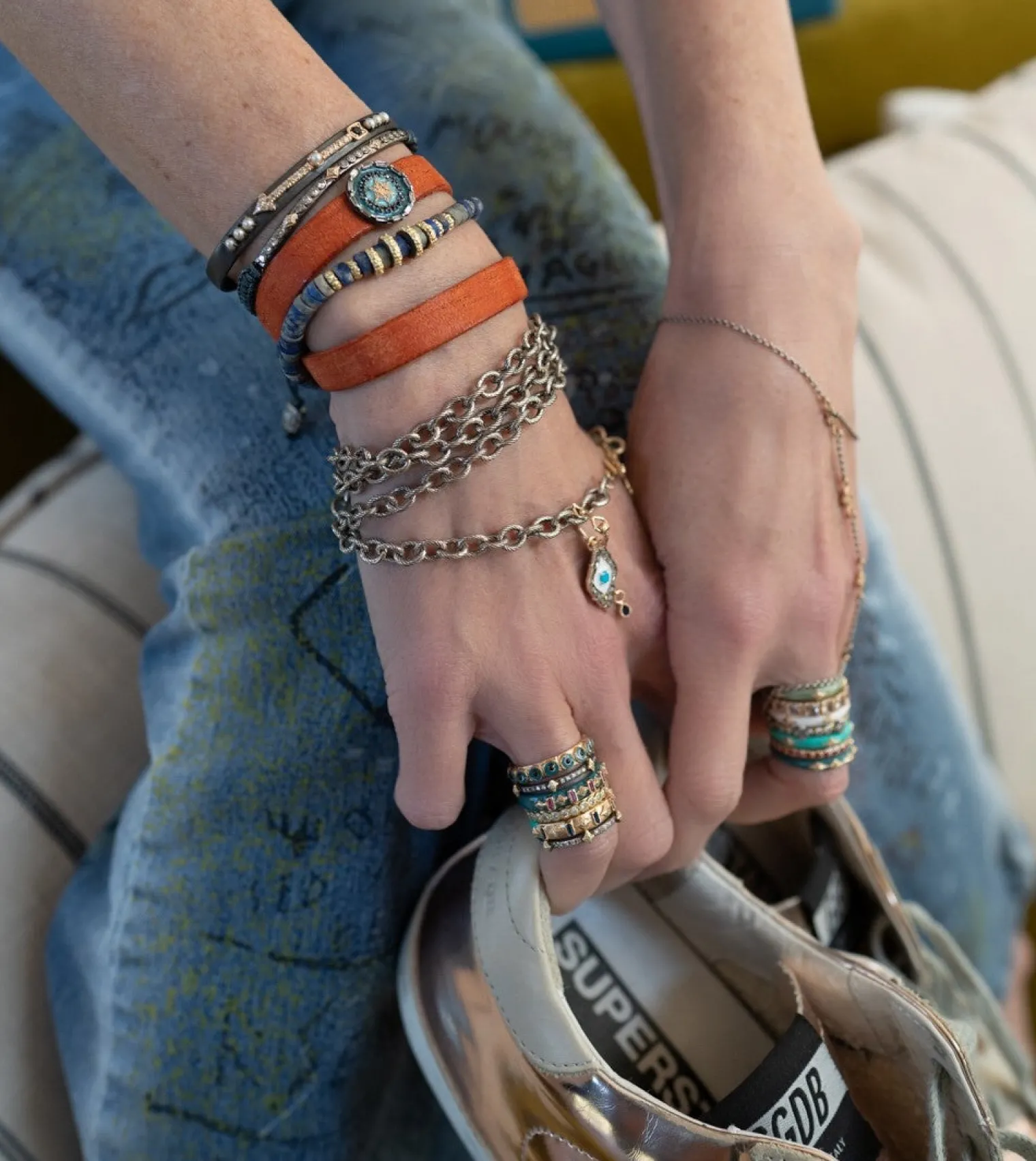 ARROW AND PEARLS KICK CUFF BRACELET