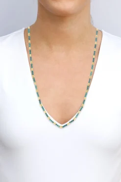 28" ARTIFACT TEAL PATINA WITH GOLD COMPONENTS NECKLACE