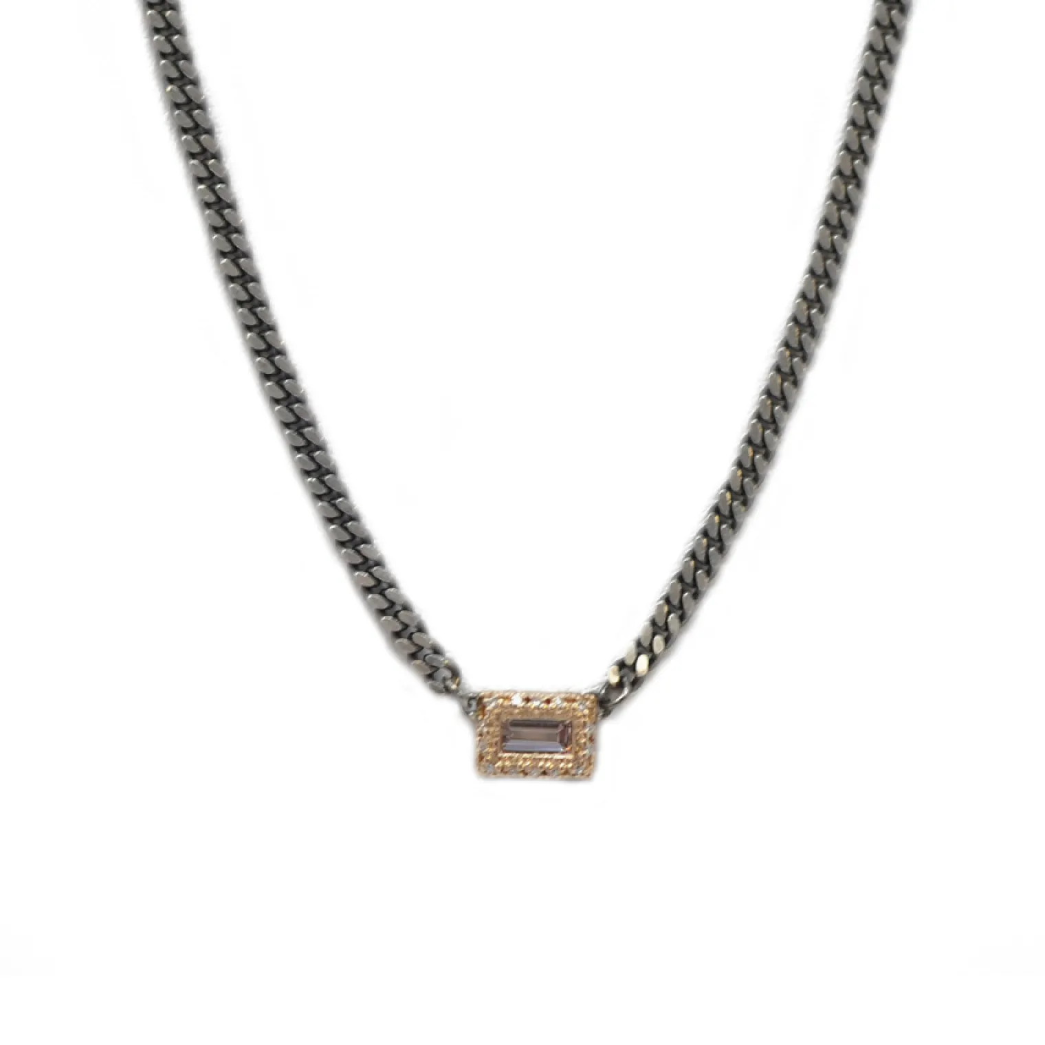 16.5" BAGUETTE PEACH MORGANITE NECKLACE
