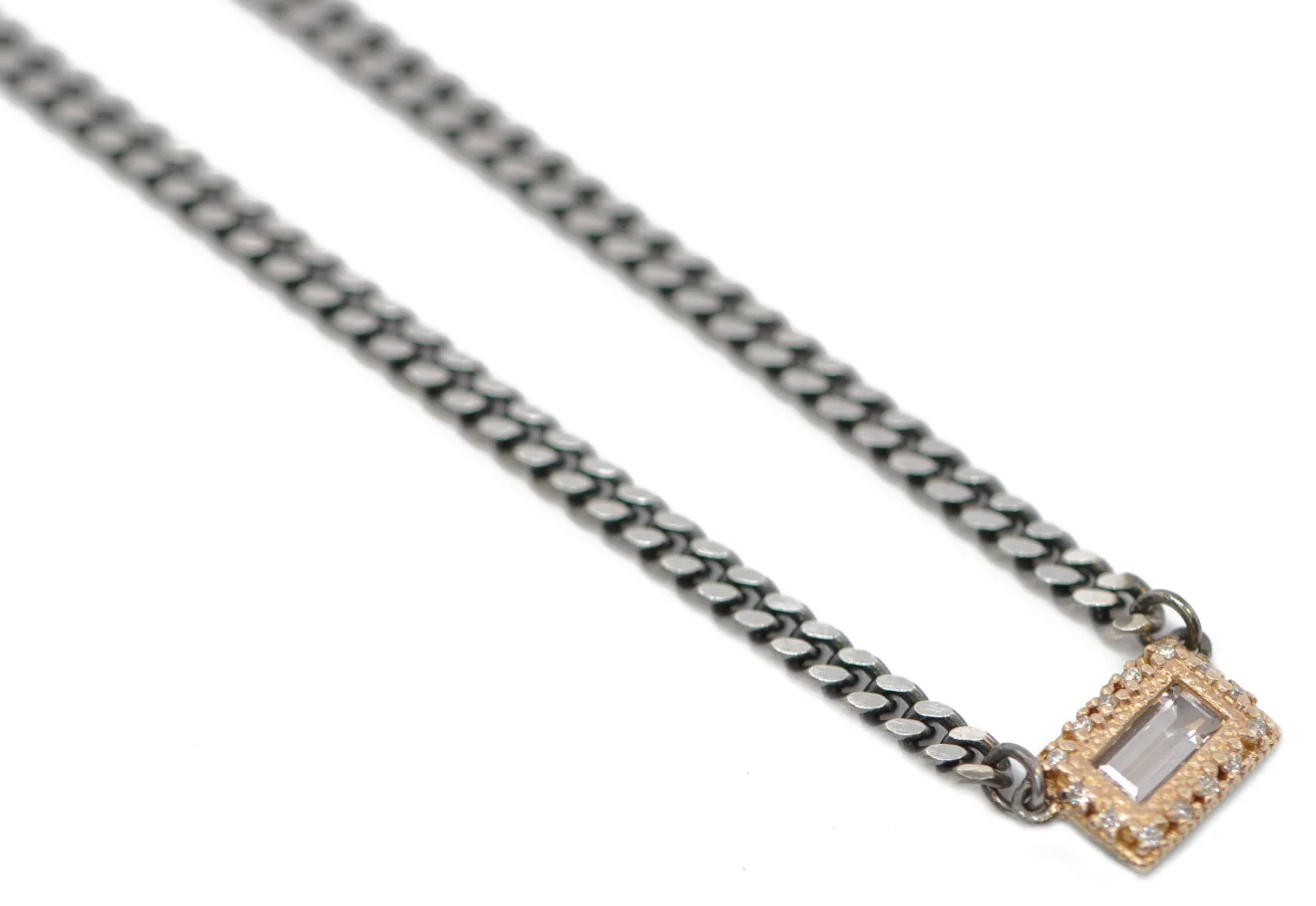 16.5" BAGUETTE PEACH MORGANITE NECKLACE