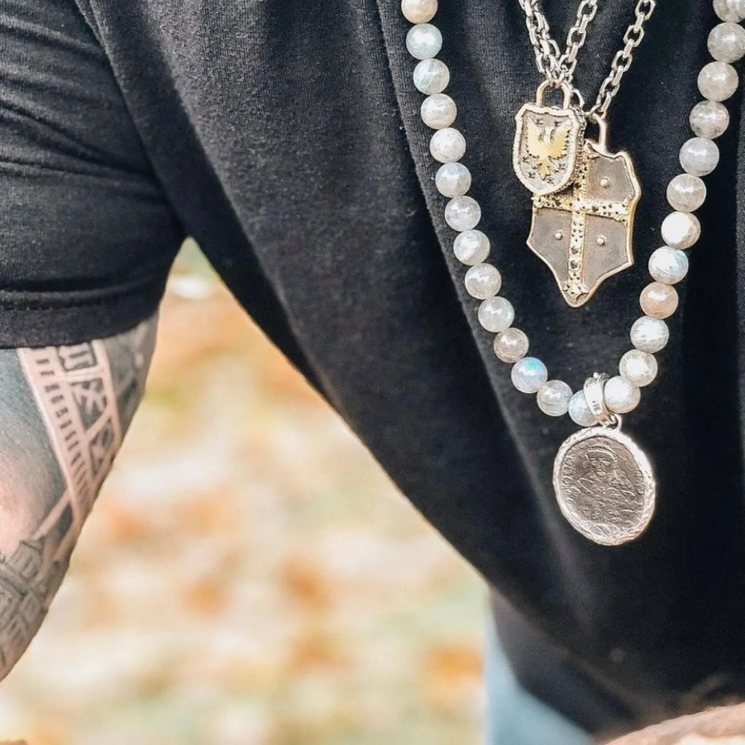 Beaded Monk Medallion Necklace