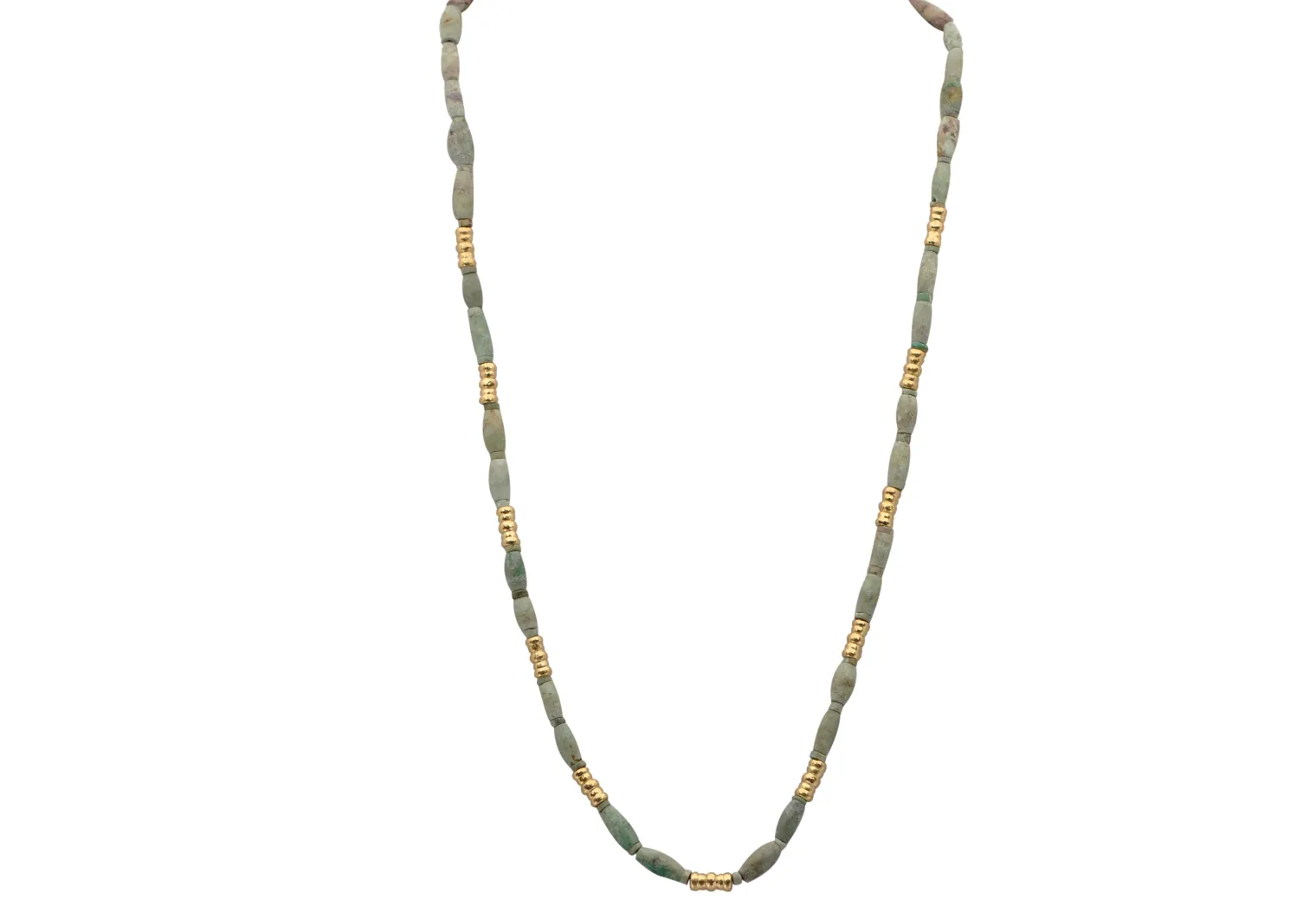 18" BEADED NECKLACE WITH ANCIENT TURQUOISE AFGHANI