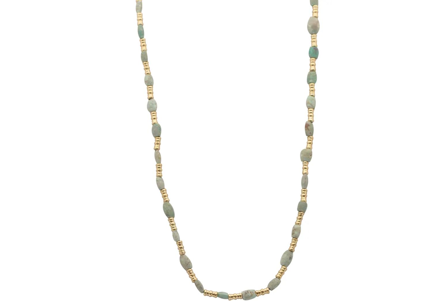 20" BEADED NECKLACE WITH ANCIENT TURQUOISE AFGHANI