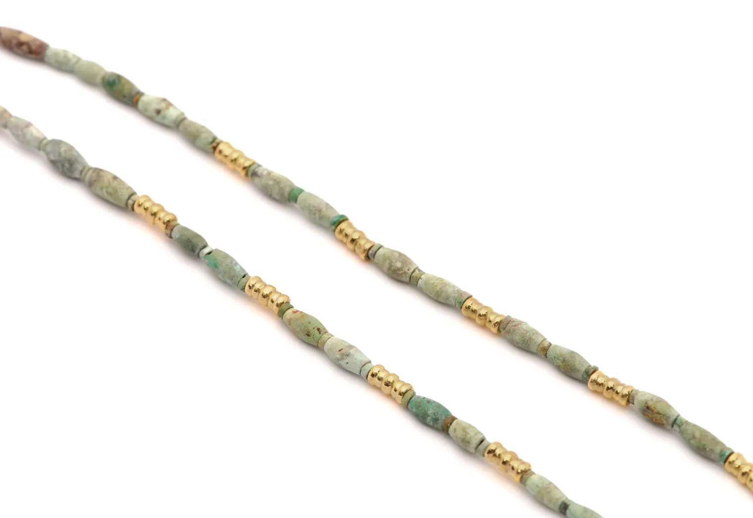 18" BEADED NECKLACE WITH ANCIENT TURQUOISE AFGHANI