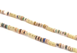 32" BEADED NECKLACE WITH ANCIENT ROMAN GLASS AND CARVED