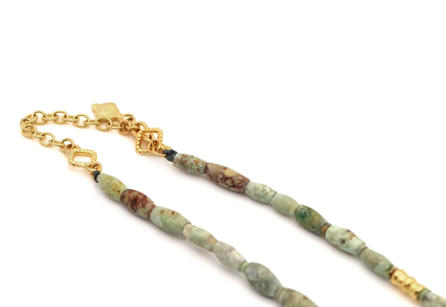 18" BEADED NECKLACE WITH ANCIENT TURQUOISE AFGHANI