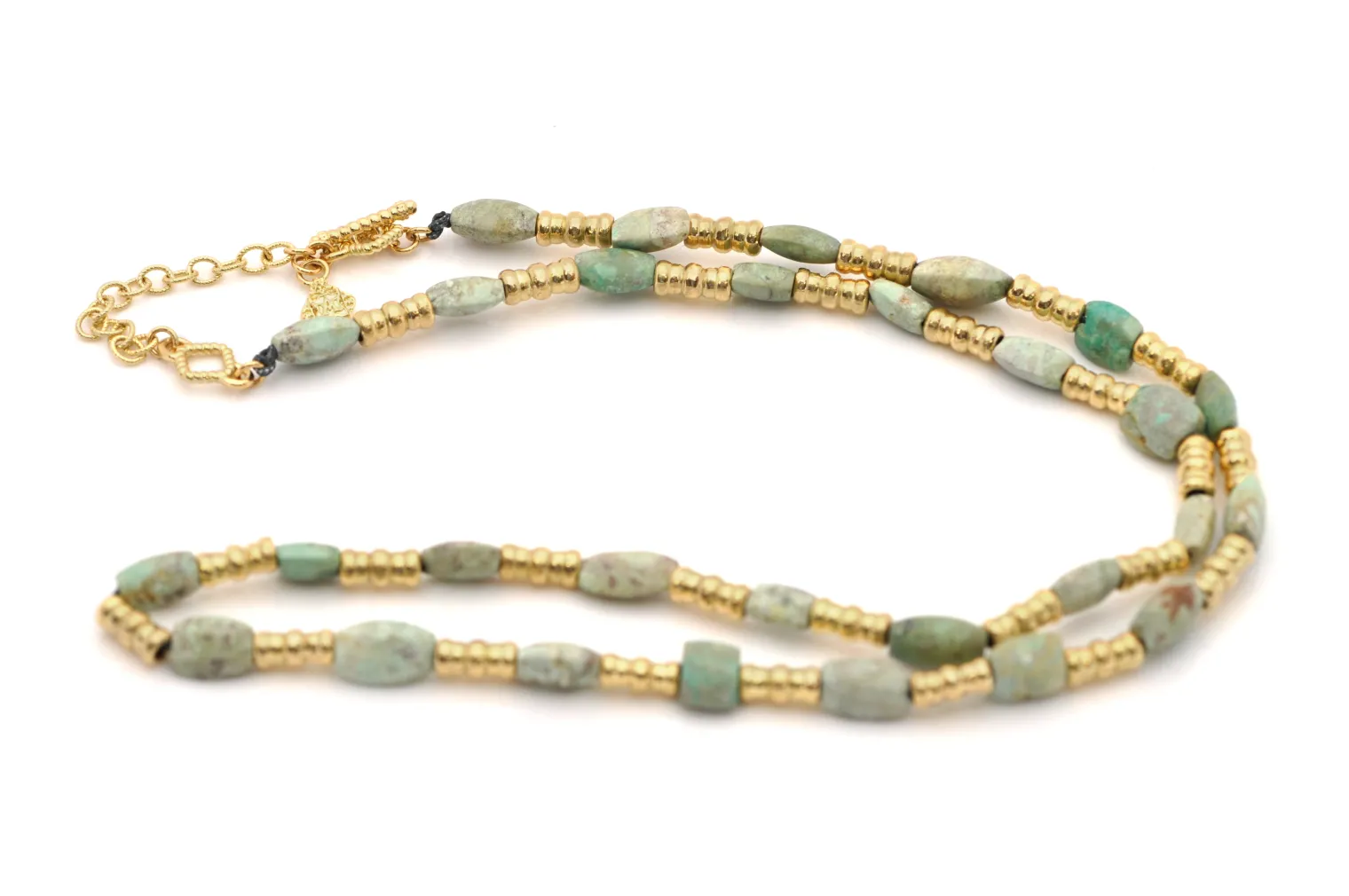 20" BEADED NECKLACE WITH ANCIENT TURQUOISE AFGHANI