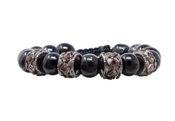 BEADED PULL BRACELET WITH BLACK TORMALINE