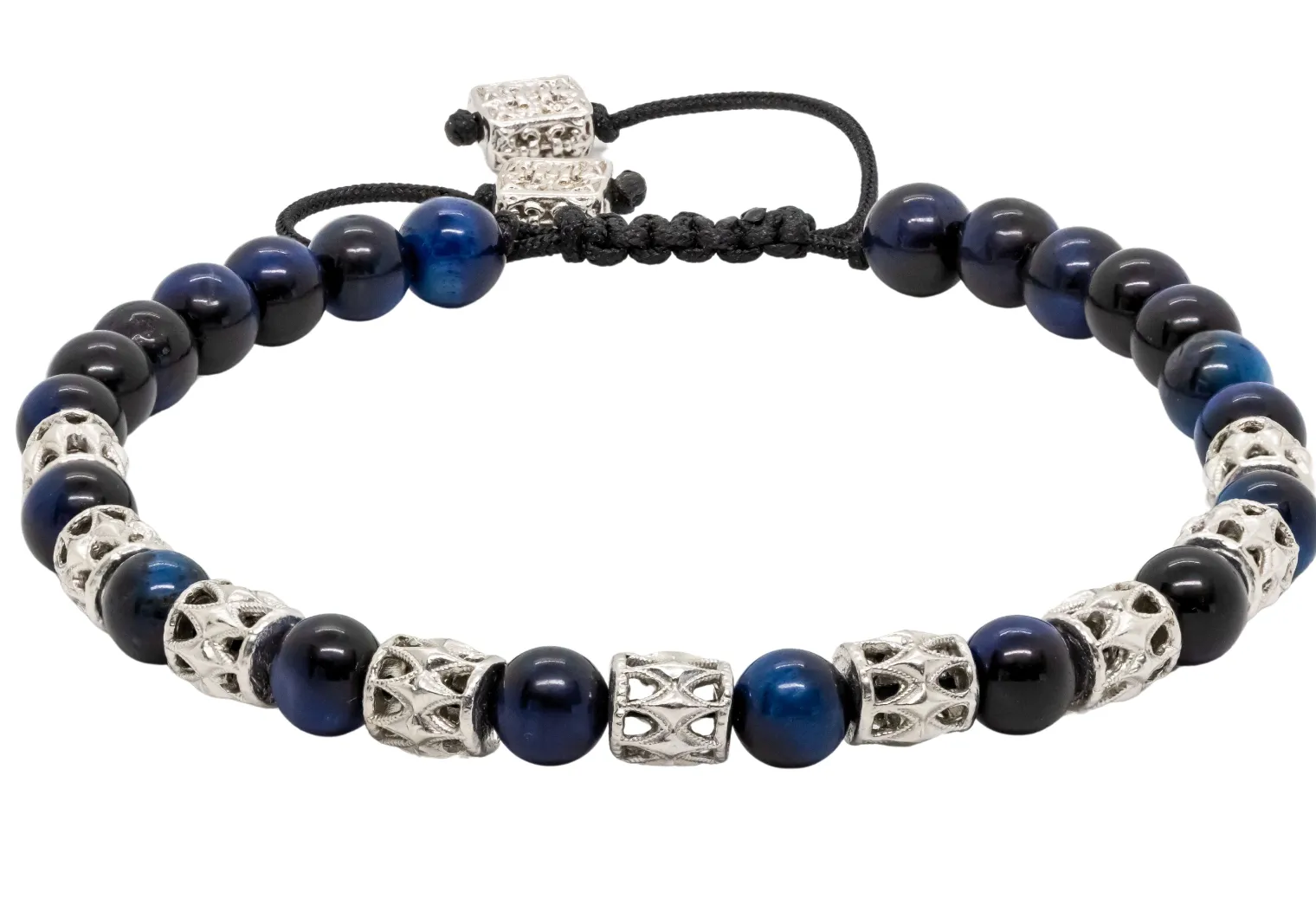 BEADED PULL BRACELET WITH YELLOW BLUE TIGER