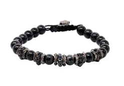 BEADED PULL BRACELET WITH GREY RUTILATED QUARTZ