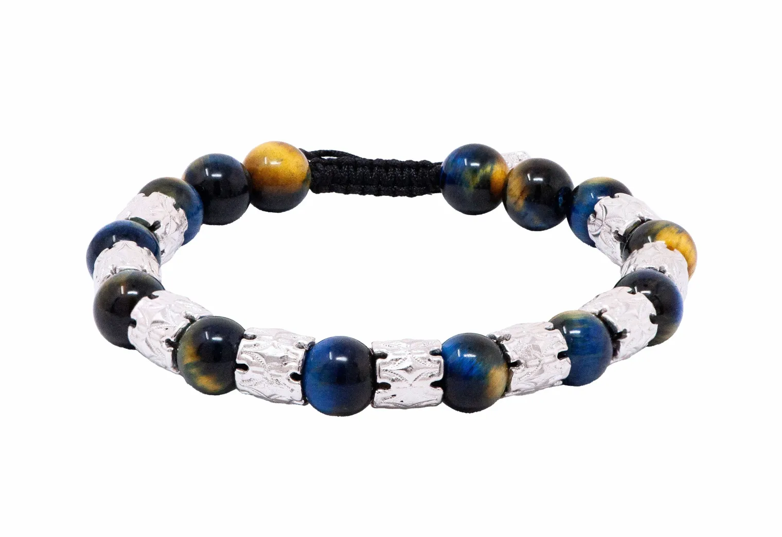 BEADED PULL BRACELET WITH YELLOW BLUE TIGER