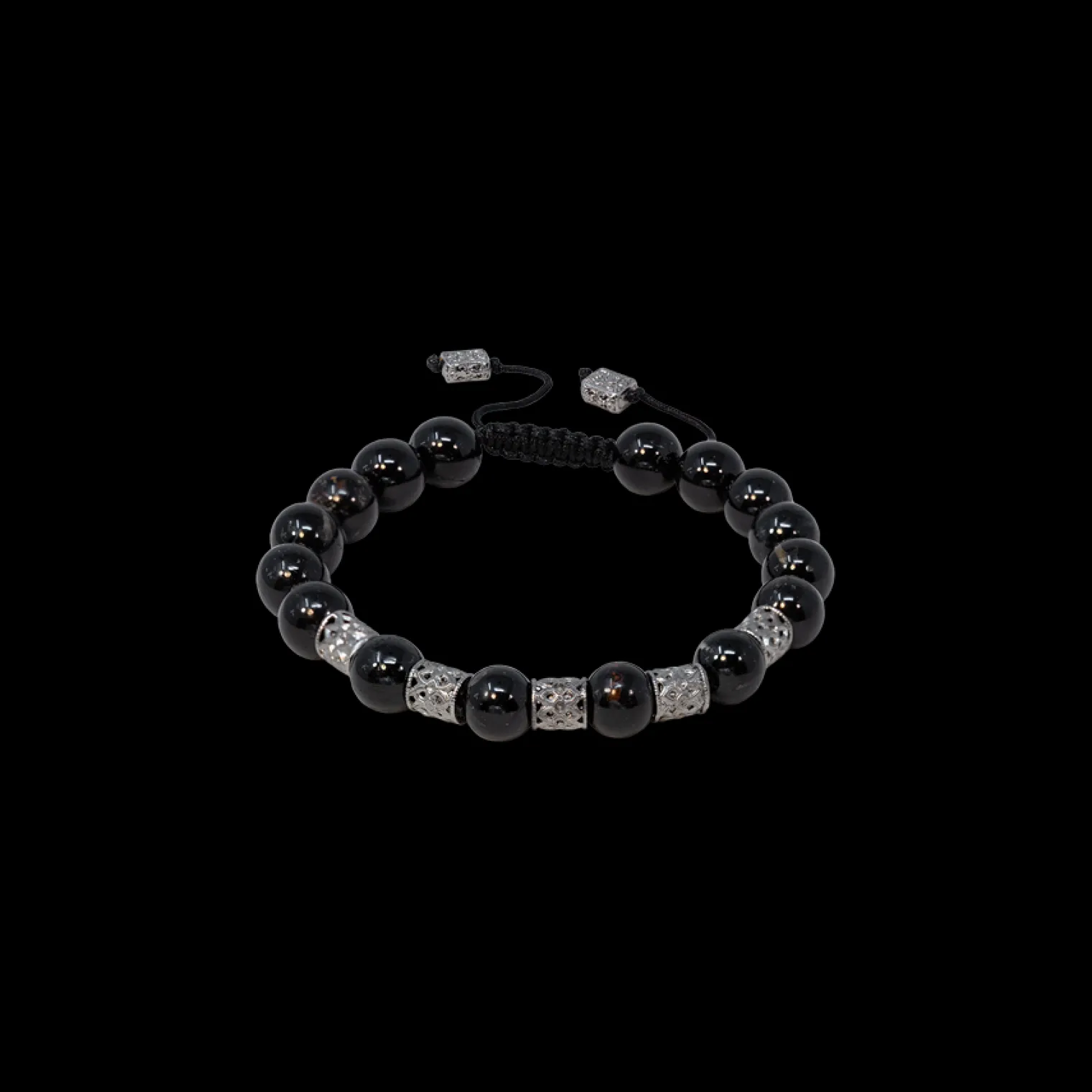BEADED PULL BRACELET WITH BLACK TOURMALINE