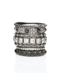 BLACK DIAMOND ROSE CUT STACK RING
