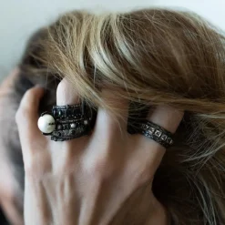 BLACK DIAMOND ROSE CUT STACK RING