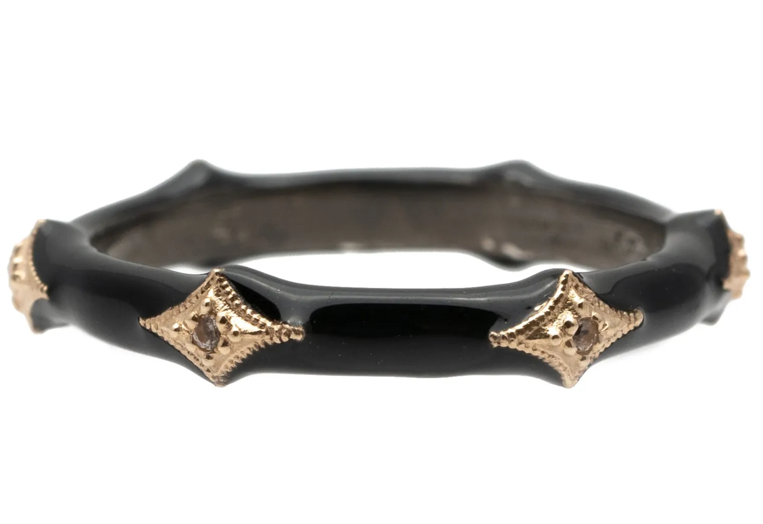BLACK ENAMEL STACK BAND RING