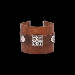 BLACK  SAPPHIRE CROSS DOUBLE LEATHER PULL BRACELET