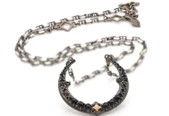 17.5" BLACKENED CRIVELLI CRESCENT PENDANT NECKLACE