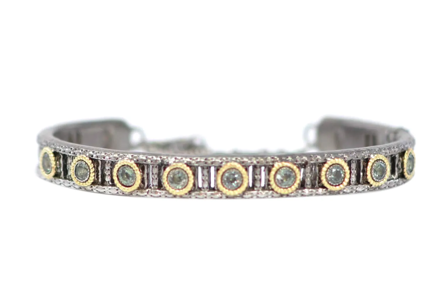 Blue Grey Sapphire Stations Kick Cuff Bracelet