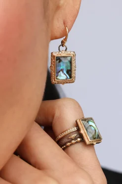 BLUE MOTHER OF PEARL CRIVELLI DUSTY ROSE COCKTAIL RING