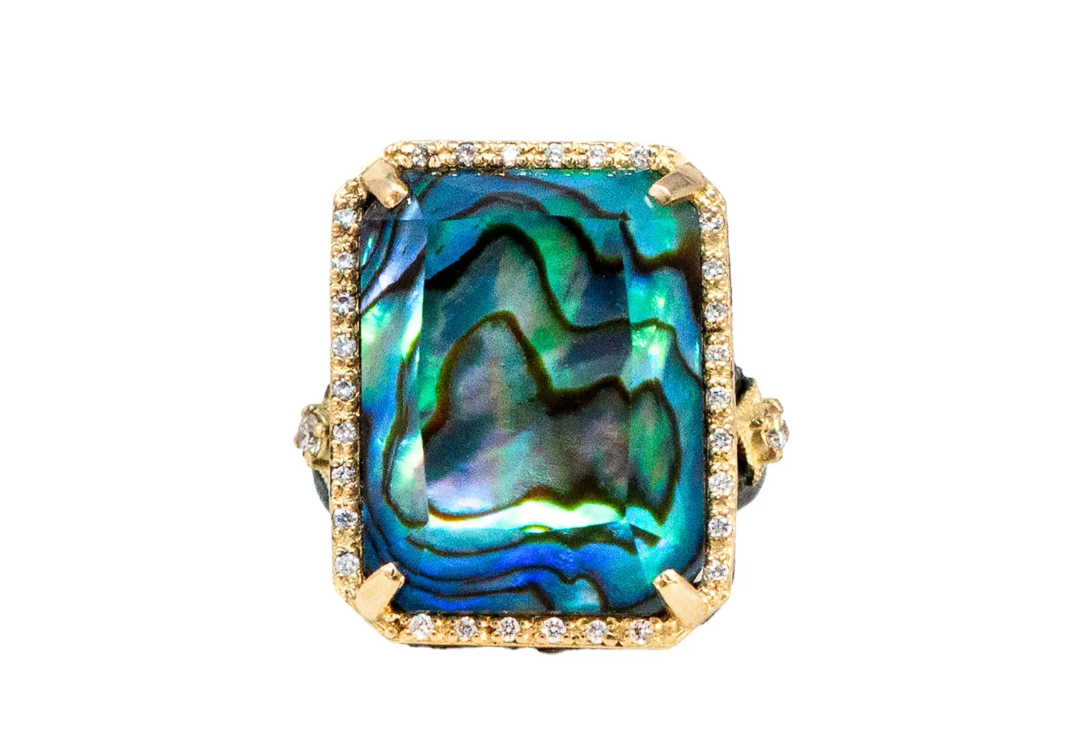 BLUE MOTHER OF PEARL STATEMENT RING