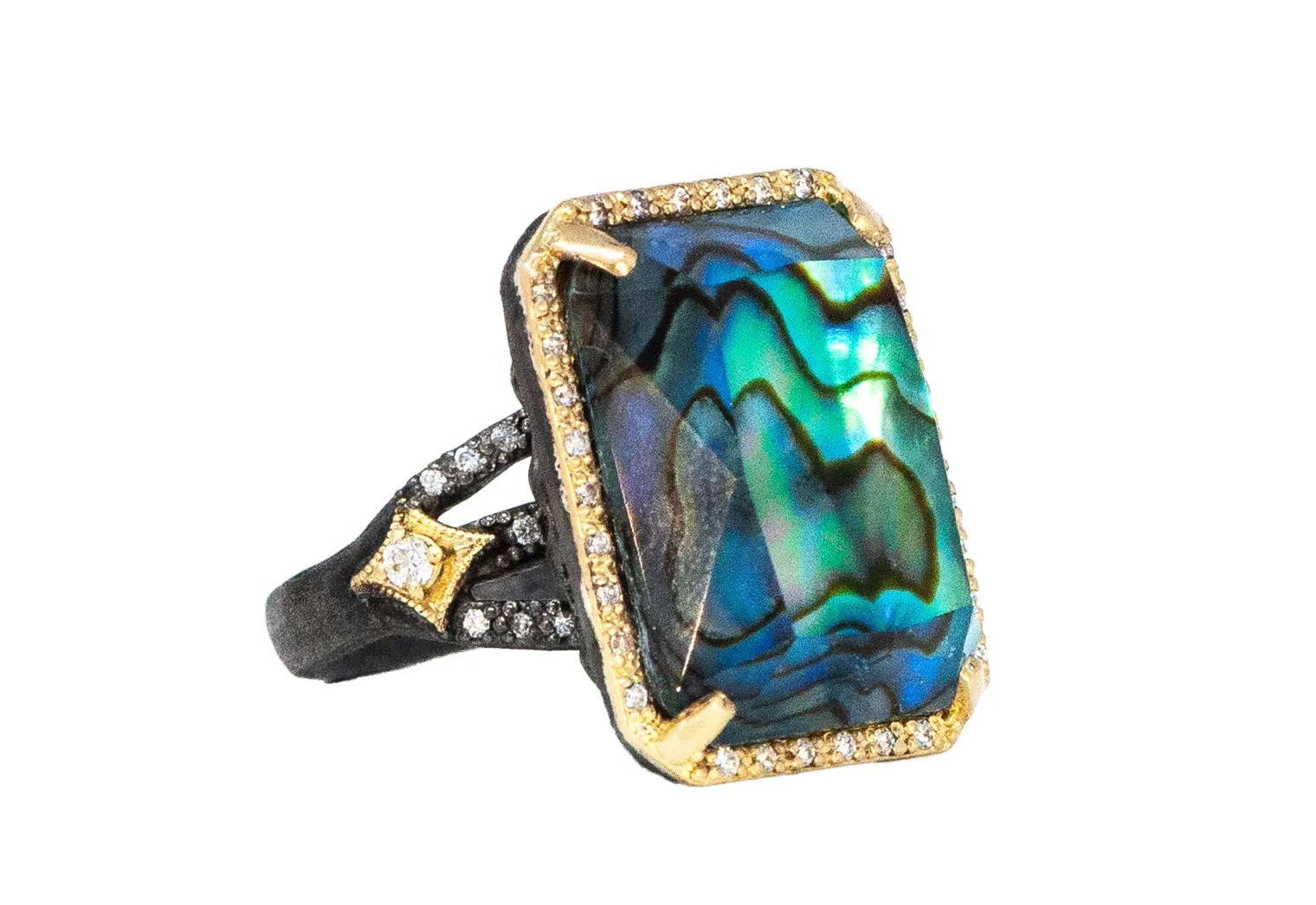 BLUE MOTHER OF PEARL STATEMENT RING