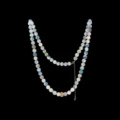 34" BLUE RUTILATED BEADED NECKLACE