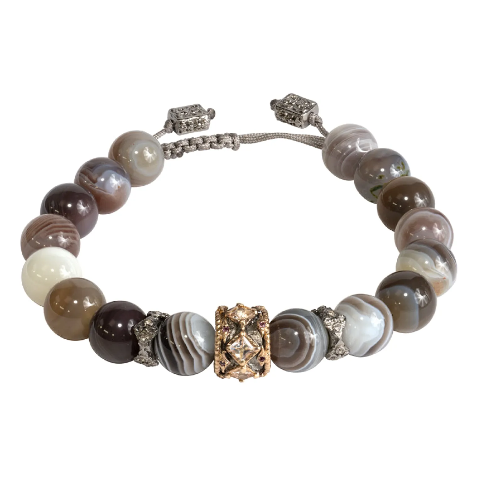 BOTSWANA AGATE BEADED PULL BRACELET