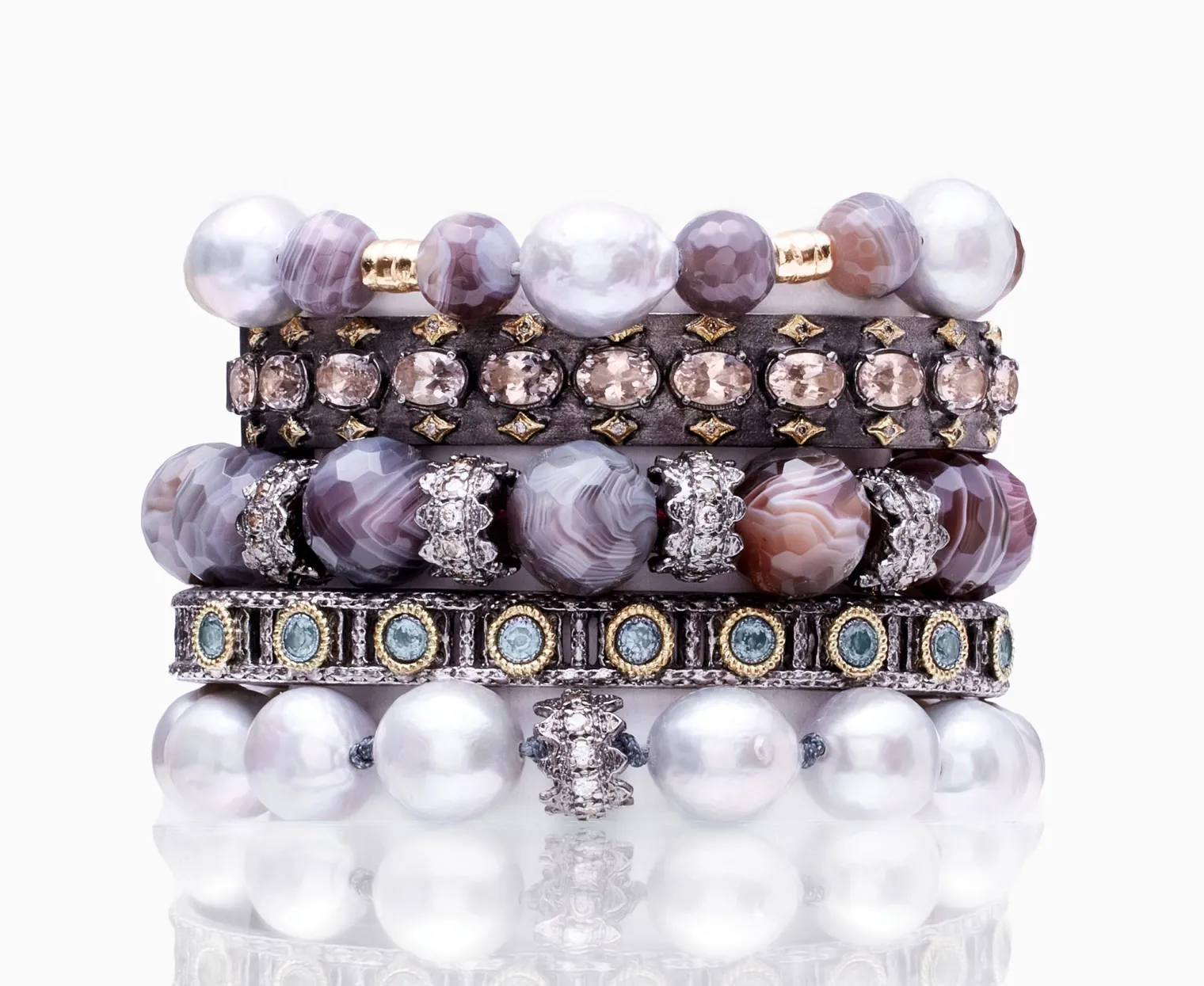 Botswana Agate Beaded Pull Bracelet