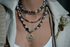 Botswana and Pearl Beaded Necklace