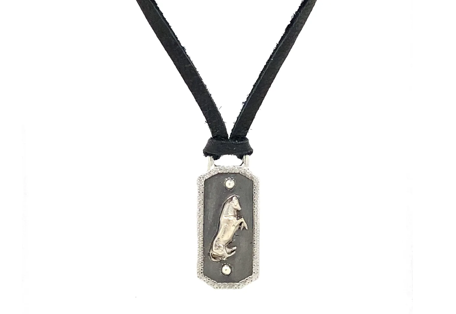Bull Shield Pendant Leather Necklace