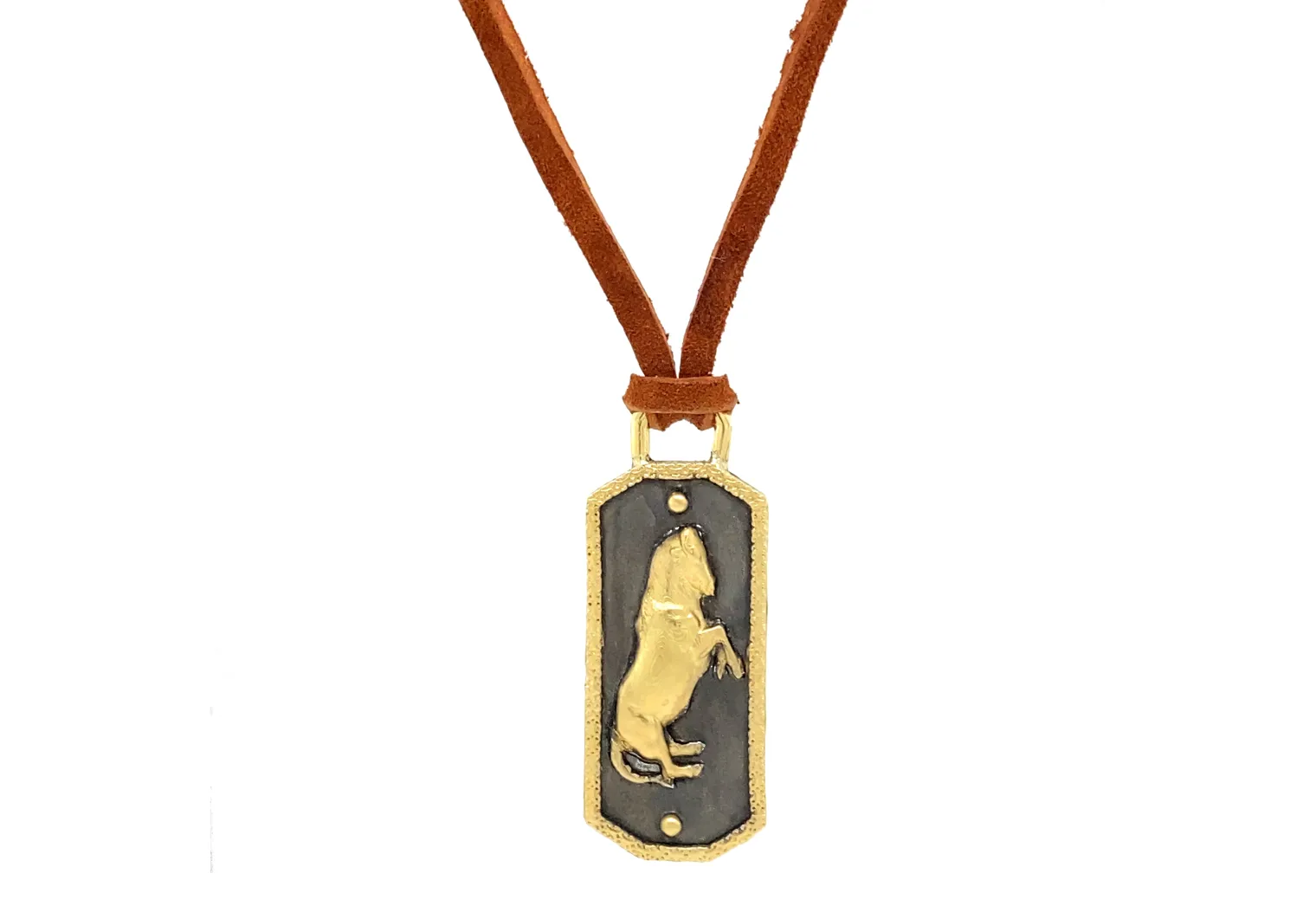 Bull Shield Pendant Leather Necklace