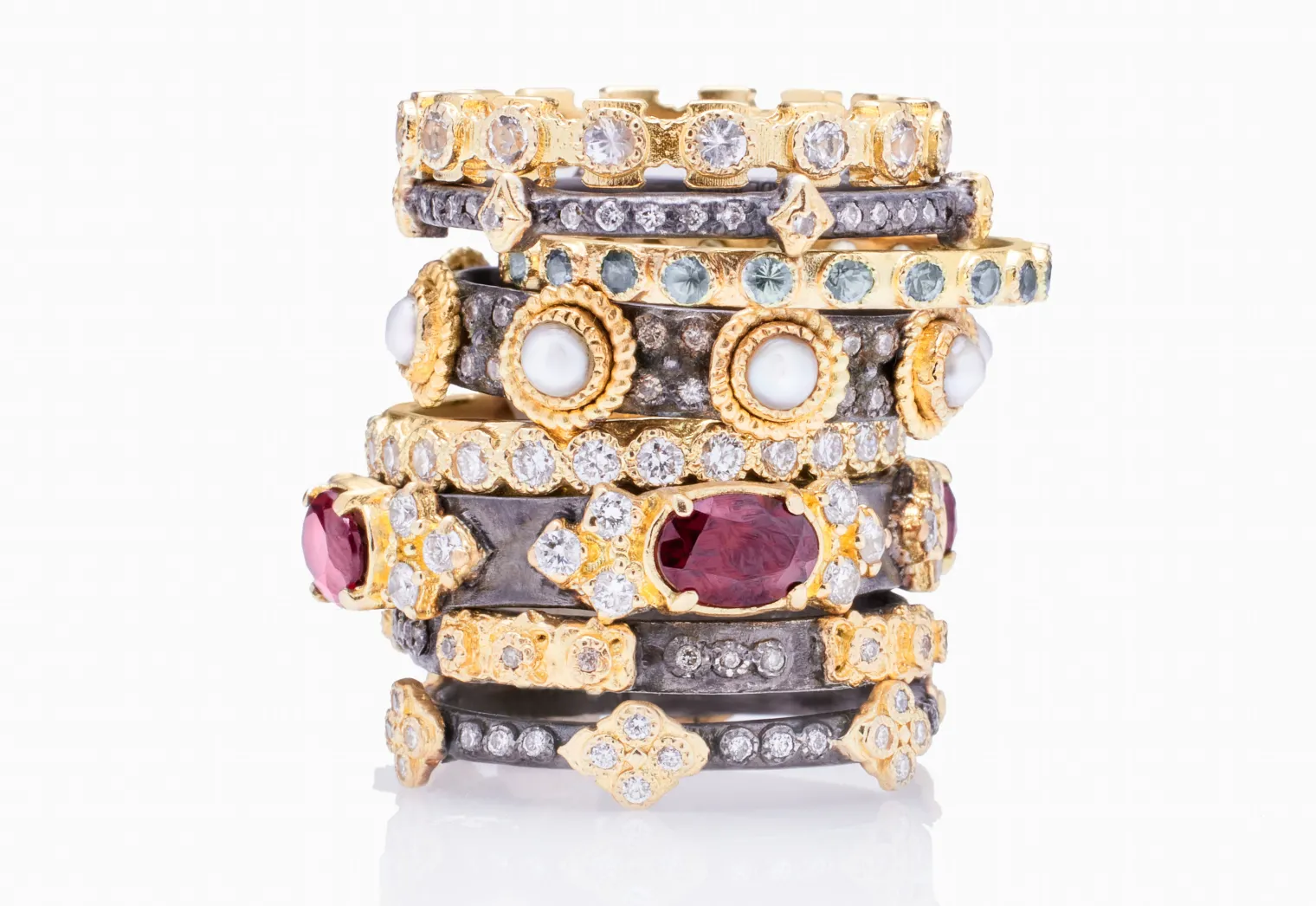 Carved Texture Stack Band Ring