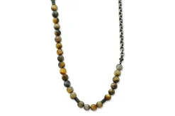 Chain and Tiger Eye Beaded Bracelet