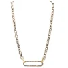 17" CHAIN LINK NECKLACE WITH PAVE PAPERCLIP