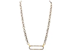 17" CHAIN LINK NECKLACE WITH PAVE PAPERCLIP