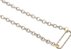 17" CHAIN LINK NECKLACE WITH PAVE PAPERCLIP
