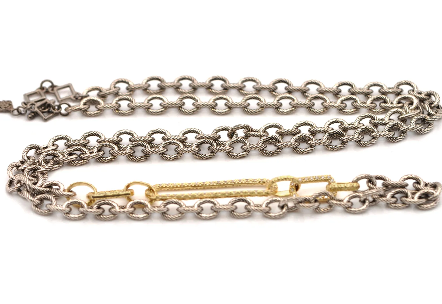 31" CHAIN LINK NECKLACE WITH DOUBLE-SIDED PAPERCLIP