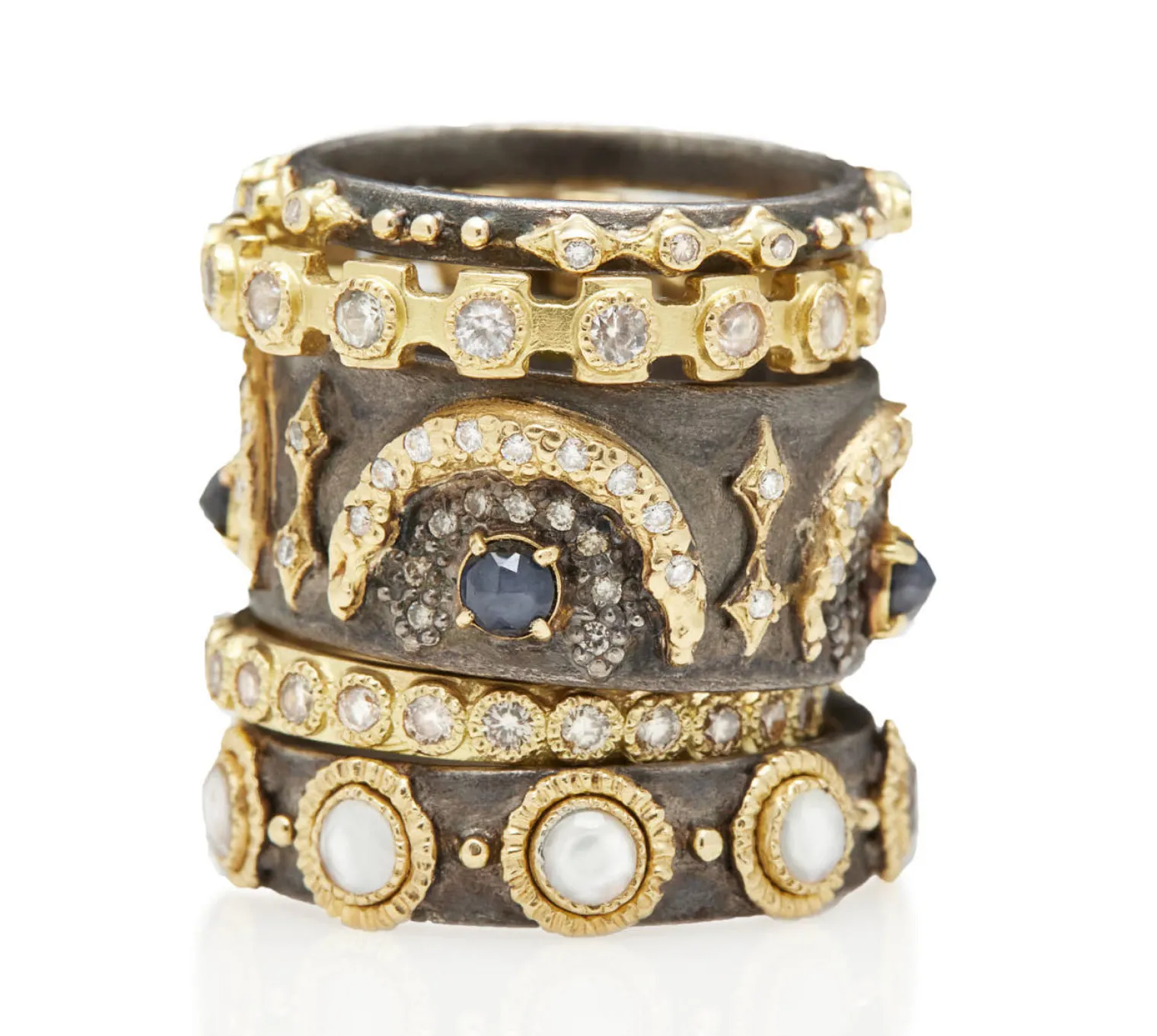 Crescent Moon Stack Band Ring