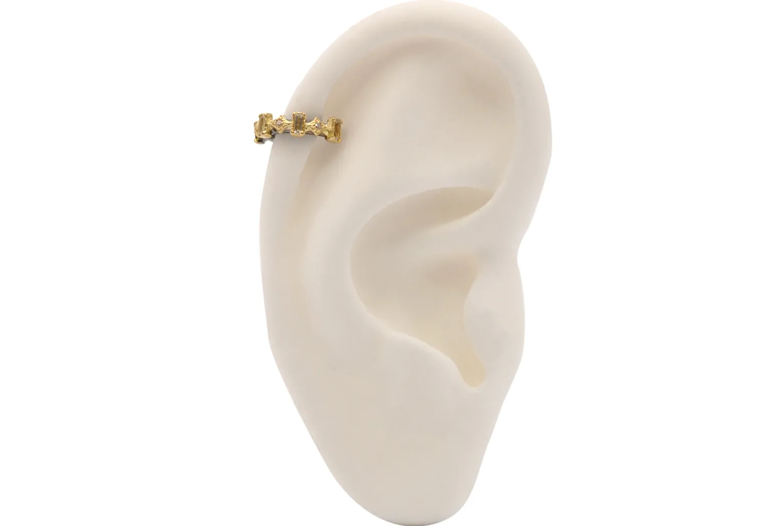 CRIVELLI AND BAGUETTE EAR CUFF EARRING