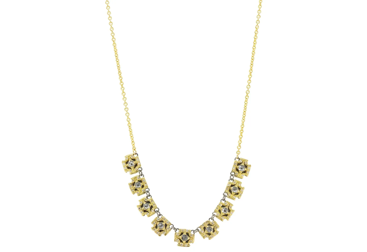 17" CRIVELLI CROSSES WITH WHITE AND GREY DIAMONDS NECKLACE