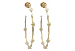 Crivelli, Granulation and Diamond  Hoop Earrings