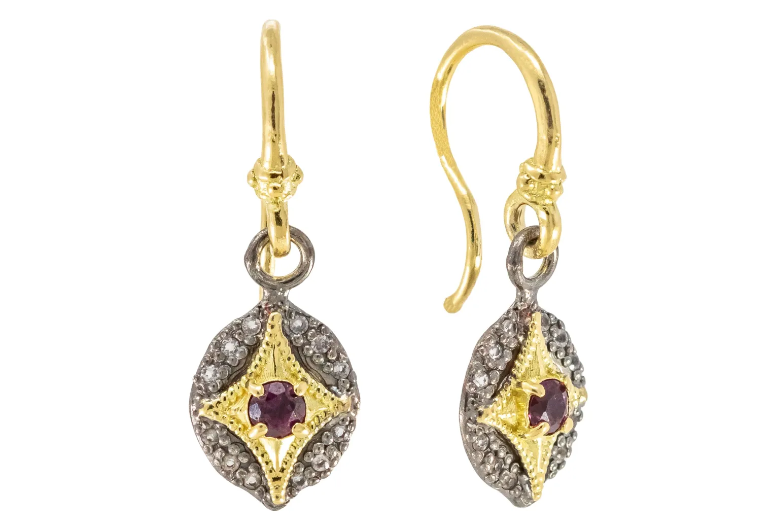 CRIVELLI PURPLE GARNET DROP EARRINGS