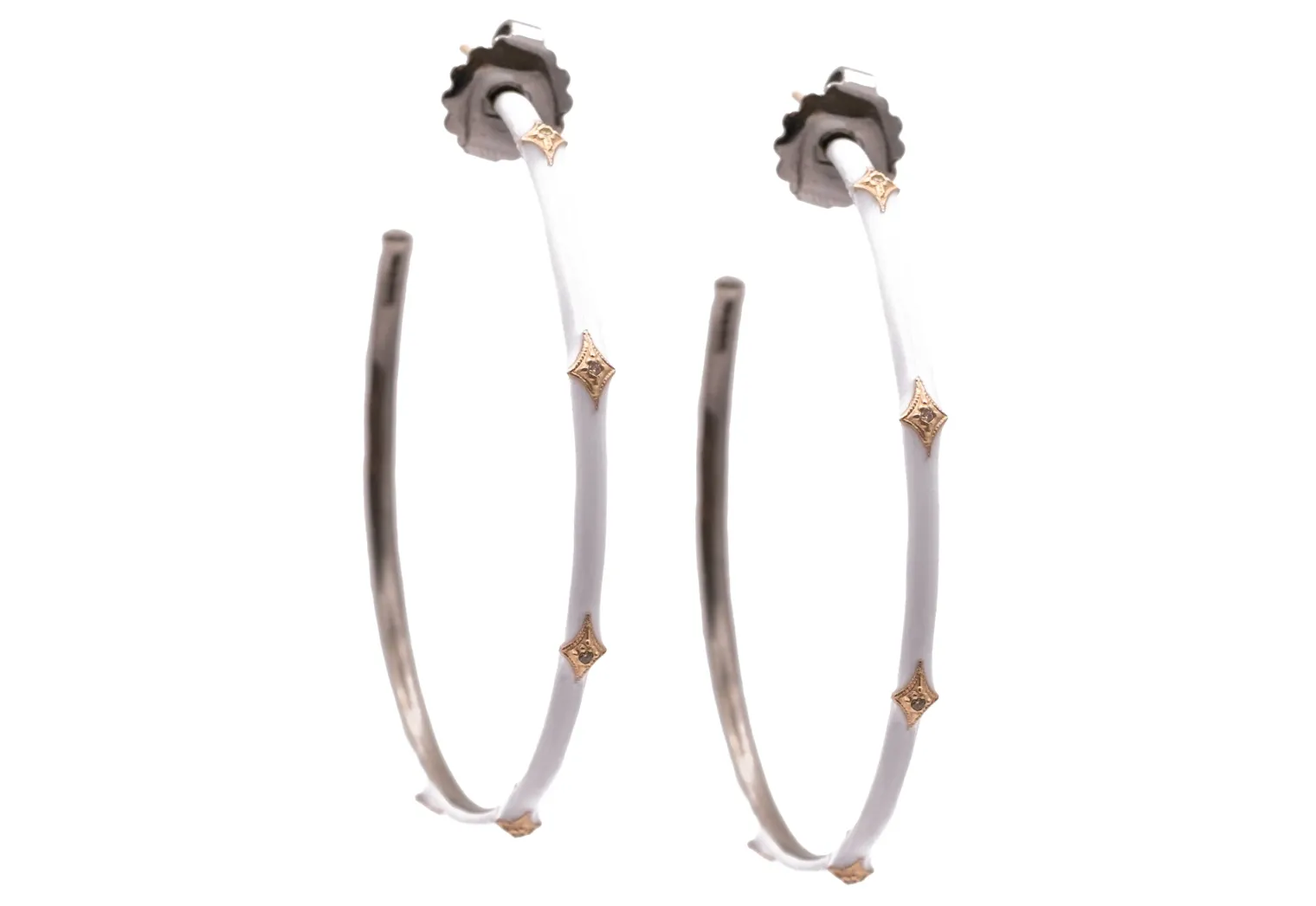 Crivelli White Enamel Hoop Earrings