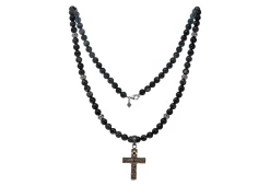28" CROSS ENHANCER WITH BLACK RUTILATED QUARTZ