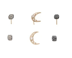 CUSHION PAVE BLACK SAPPHIRE STUD EARRINGS