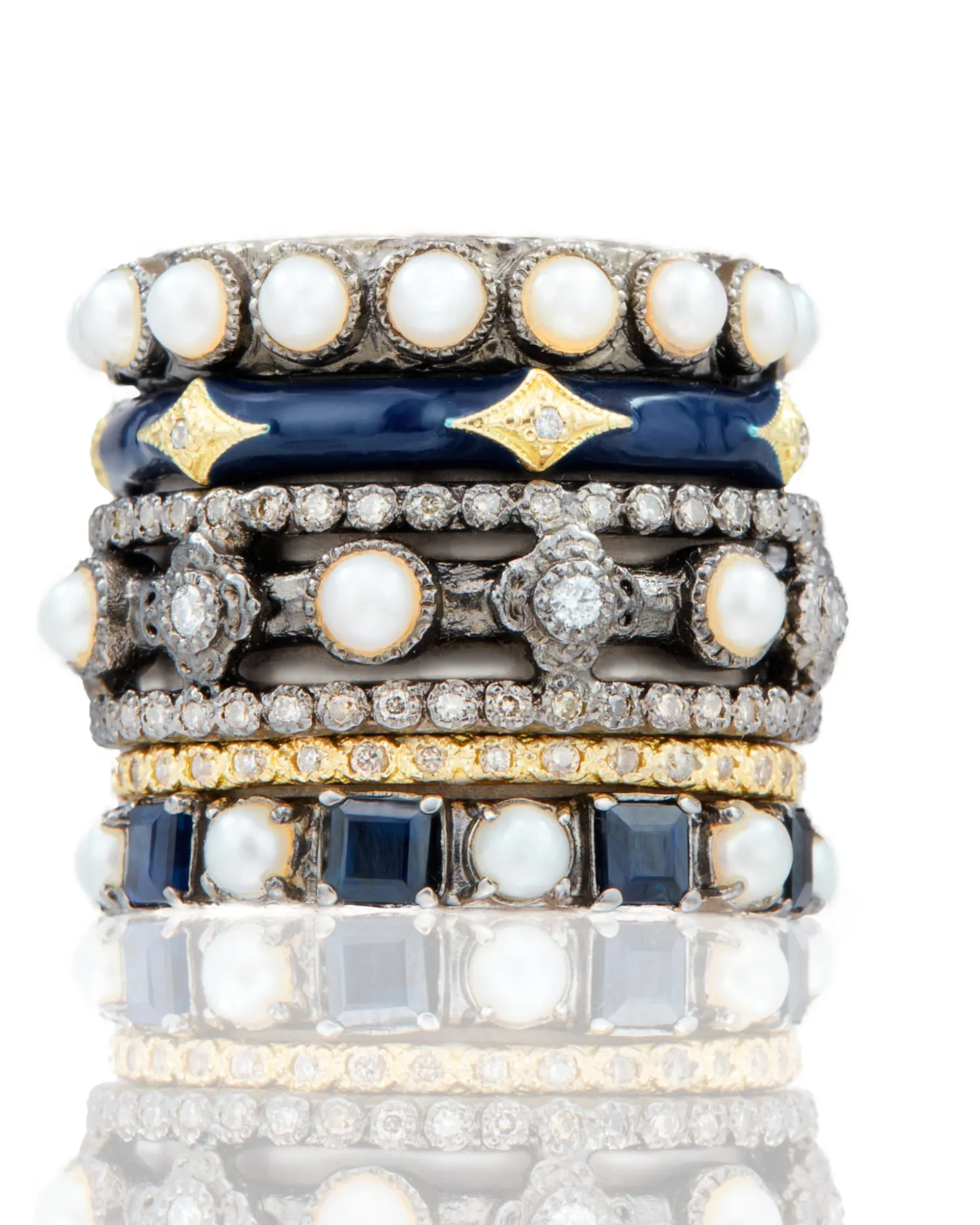 Dark Blue Enamel Crivelli Stack Band