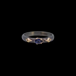 DARK MAUVE ENAMEL WITH PEAR CUT IOLITE RING