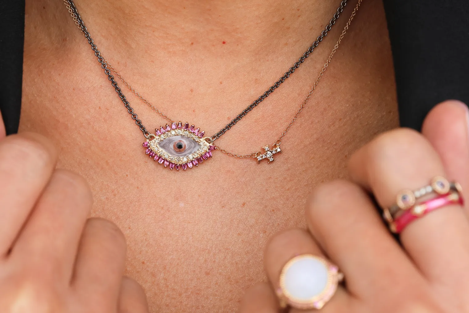 17" DIAMOND CROSS NECKLACE