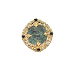 DISC ARTIFACT WITH DIAMOND PAVE BEZEL